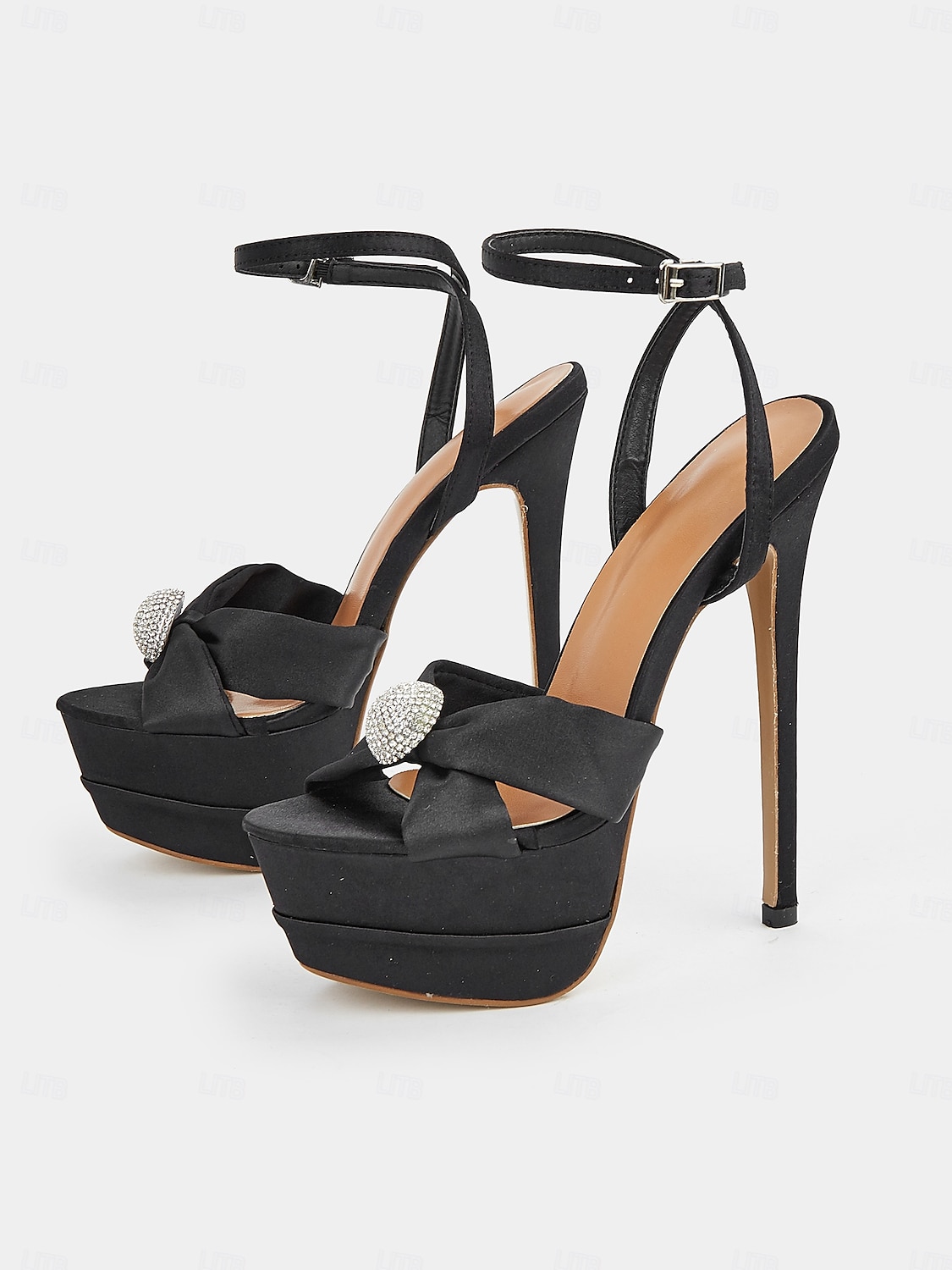 Women's Satin Platform Stiletto Heels – Rhinestone Embellished Open-Toe Wedding Shoes for Brides and Glamorous Events 2025 - $46.99 –P2