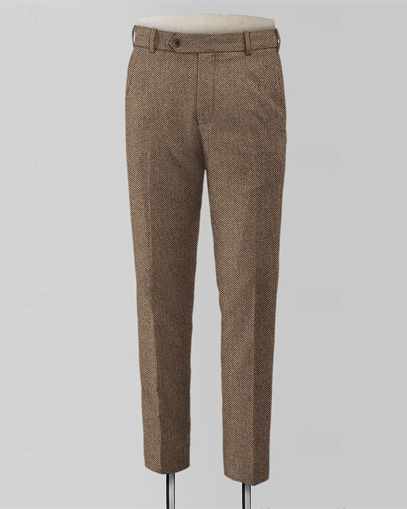 Herren Abschlußfeier Anzughose Hose Chinos Knöpfe Tasche Einfach Komfort Formell Party Arbeit Mode Klassicher Stil Braun Mikroelastisch 2025 - $38.99 –P3