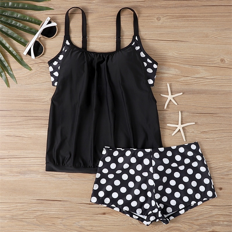 Femme Tankini Maillot De Bain Deux Pièces Bretelles Croisées Maillots de Bain Tache Maillots de Bain Noir Rouge Respirable Séchage rapide Poids Léger Sans Manches - Natation Surf Plage Eté Printemps de 2025 ? $26.99 –P3