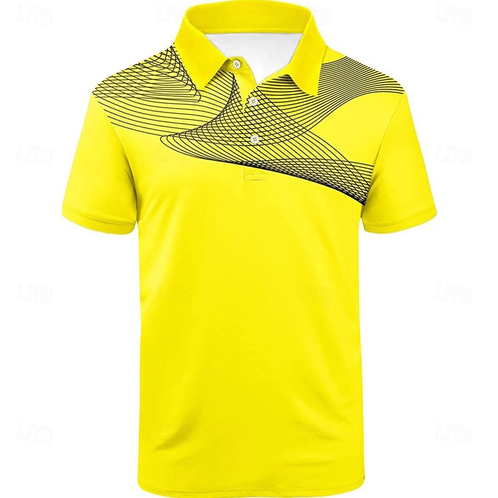 Voor heren Gestreept Sport Poloshirts Golfshirt Korte mouw Poloshirt Overhemden met kraag Casual Sportkleding Vakantiekleding Knop 3D-afdrukken Zwart En Rood Zwart / Wit Zwart 2026 - $23.99 –P9