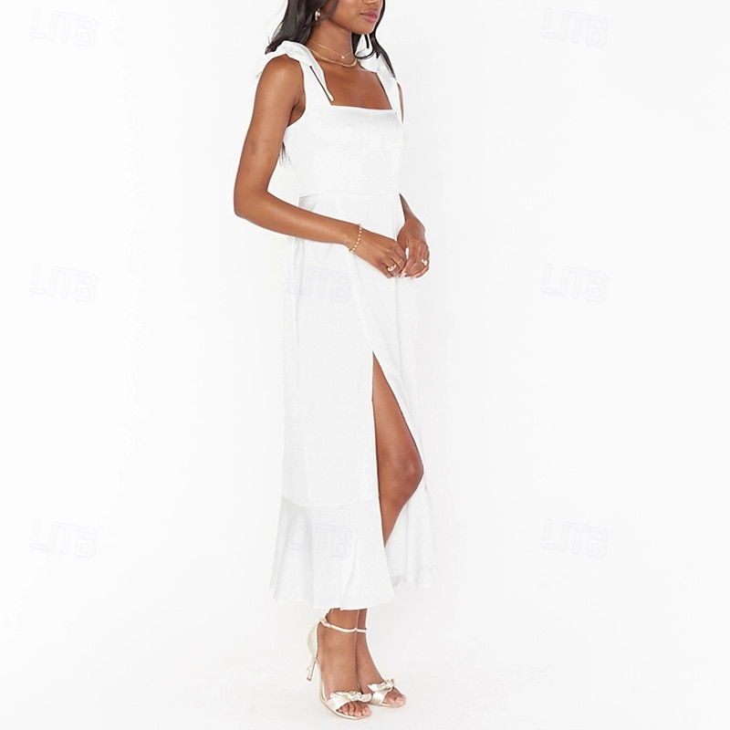 Dámské Dlouhé šaty Maxi šaty Šaty na promoci Áčkové šaty Letní šaty Cami šaty Elegantní stylové Dovolená Denní Rande Běžný Bez vzoru Bez rukávů Hranatý Černá Bílá Světle zelená Světlá růžová Léto 2025 - $36.99 –P5
