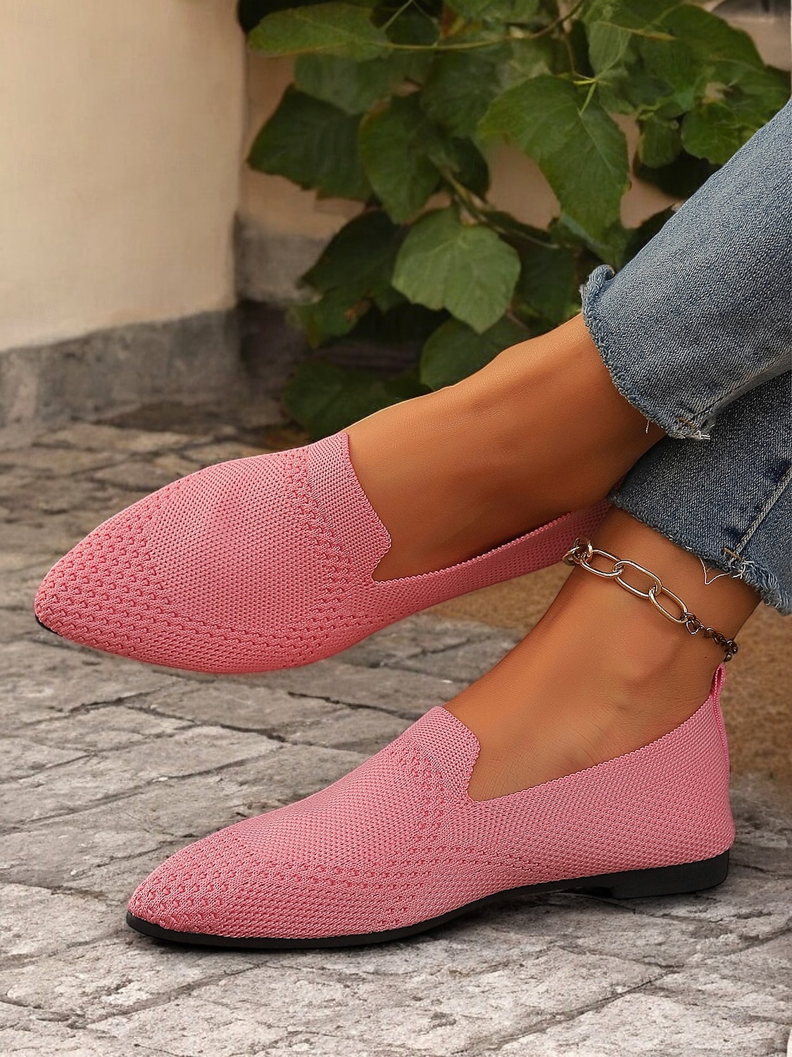 rosafarbene Slipper aus Strick für Damen mit atmungsaktivem Design – leicht und bequem für die Freizeit, die Arbeit und auf Reisen 2025 - $24.99 –P4