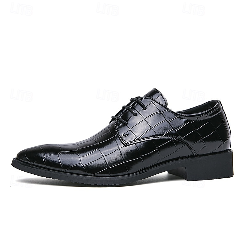 Men's Green Crocodile Pattern Faux Leather Oxford Shoes - Stylish Lace-Up Dress Shoes for Formal Events, Business and Weddings 2025 - GBP £34 –P4