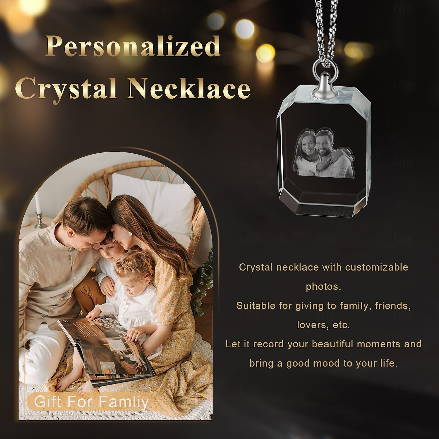 Colier foto cristal personalizat cadou personalizat pentru mamă - Pandantiv în formă de inimă cu poză gravată laser 2D cadou de nuntă cea mai bună idee de cadou bijuterie pentru soție sau prietenă 2025 - $23.99 –P2