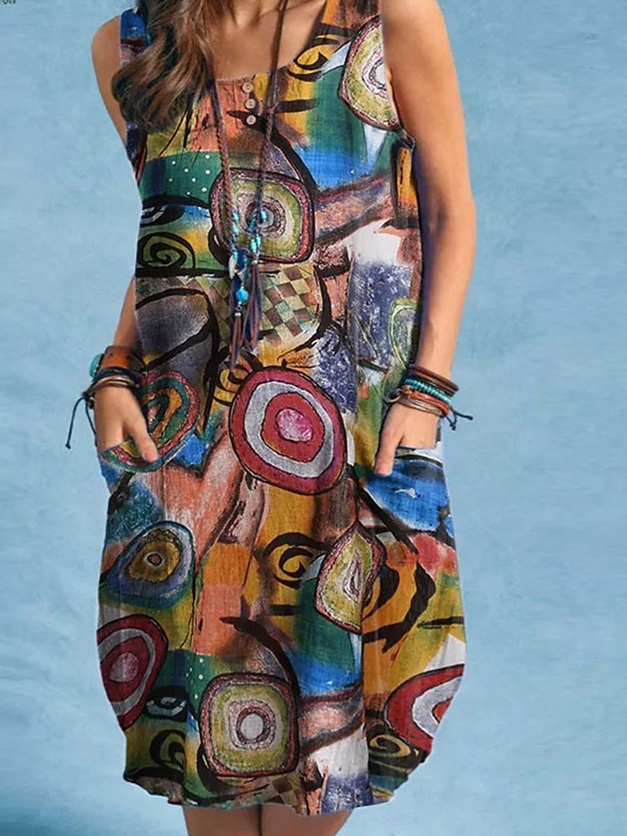 Pentru femei Rochie Lunga Rochie Maxi Rochie casual Rochie Boho cu maneca lunga Rochie Boho Stilat De Bază Casual Vacanță Zilnic Dată Potrivire Largă Grafic Fără manșon Stil Nautic Trifoi Var 2025 - $21.99 –P1