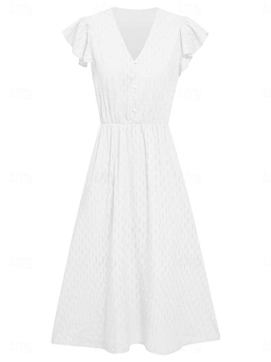 Per donna Vestito longuette Vestito bianco Abito casual Abito linea A Moda Essenziale Informale Da mare Giornaliero Standard Liscio Senza maniche A V Bianco Verde Estate Primavera del 2025 a $42.99 –P14