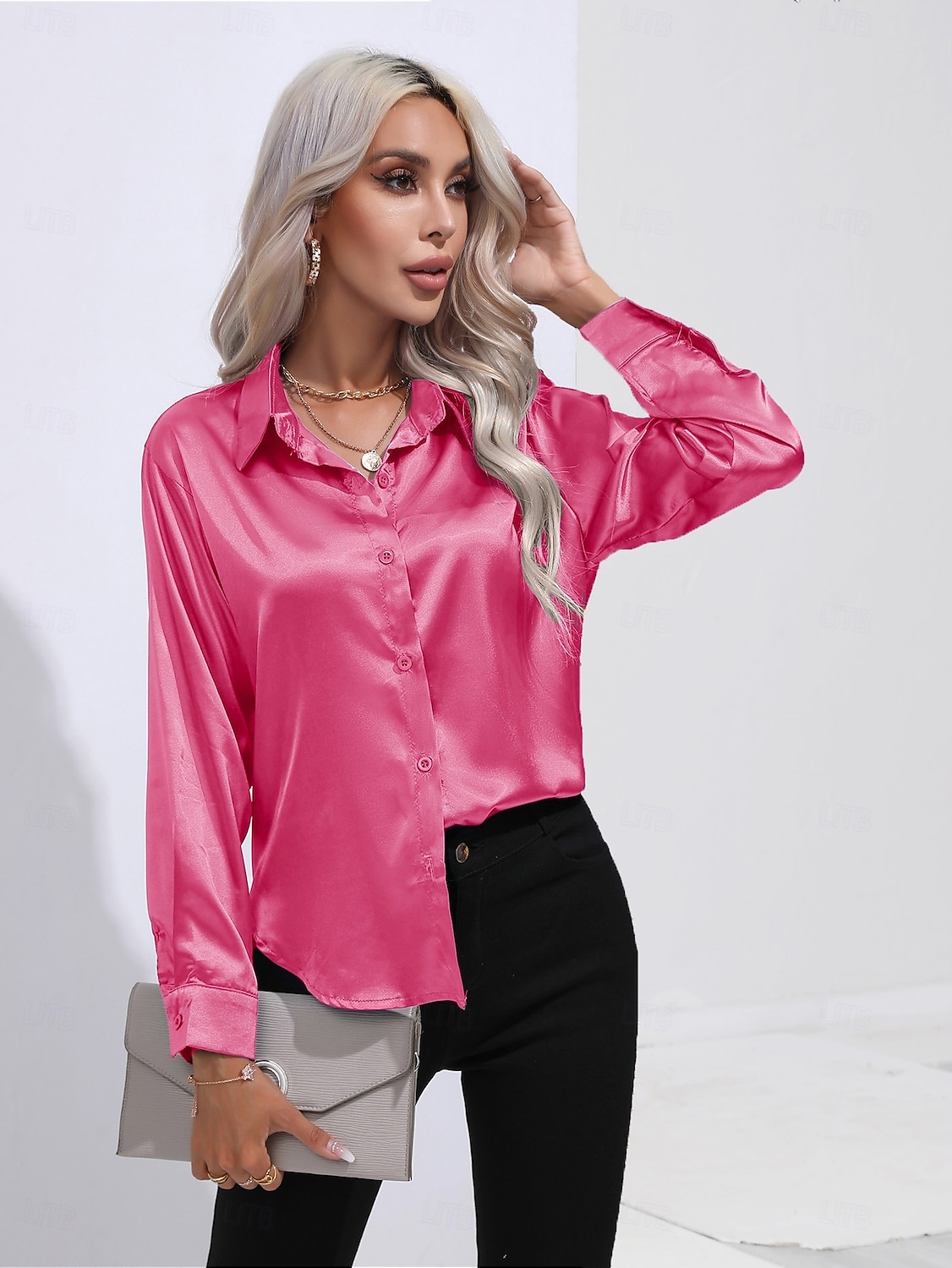 Women's Shirt Boho Shirt Dressy Tops Plain Casual Boho Long Sleeve Bishop Sleeve Shirt Collar Regular Tops Party Evening Wear Daily Evening Party Glitter Silver Black Yellow Red Royal Blue Summer 2025 - $25.99 –P1