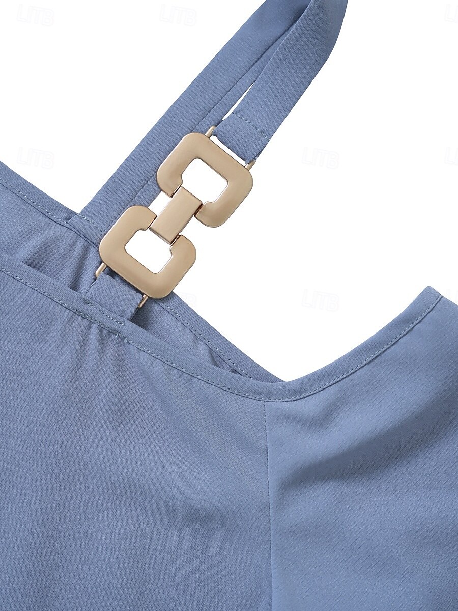 Damen Hemd Bluse Glatt Stilvoll Brautkleider schlicht 3/4 Ärmel kalte Schulter Normale Oberteile Täglich Patchwork Schwarz Blau Sommer Frühling 2025 - $27.99 –P17