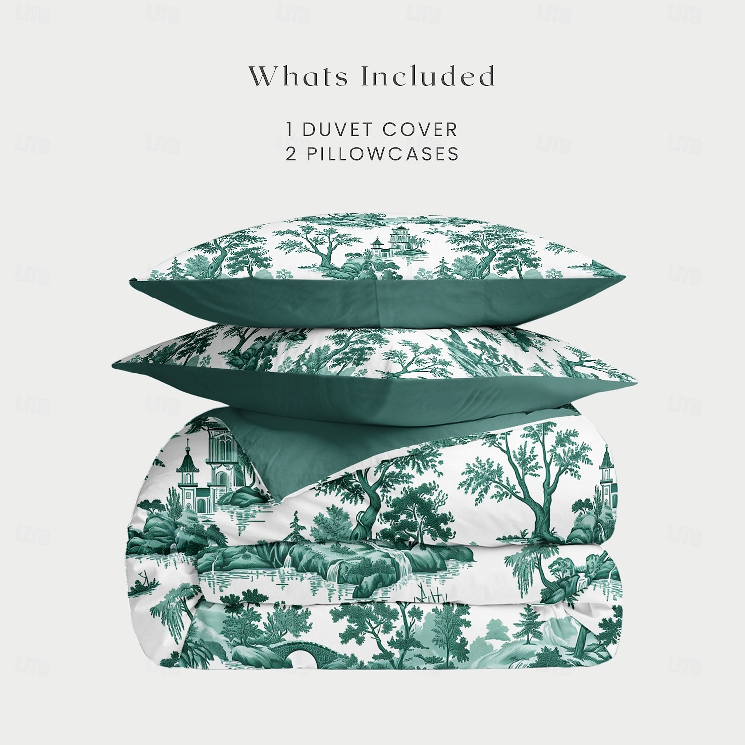 100% bomull påslakan set toile de jouy mönster täcke set mjukt 3-delat lyxigt sängset heminredning present kung drottning full storlek tre delar set 2025 - $60.99 –P3