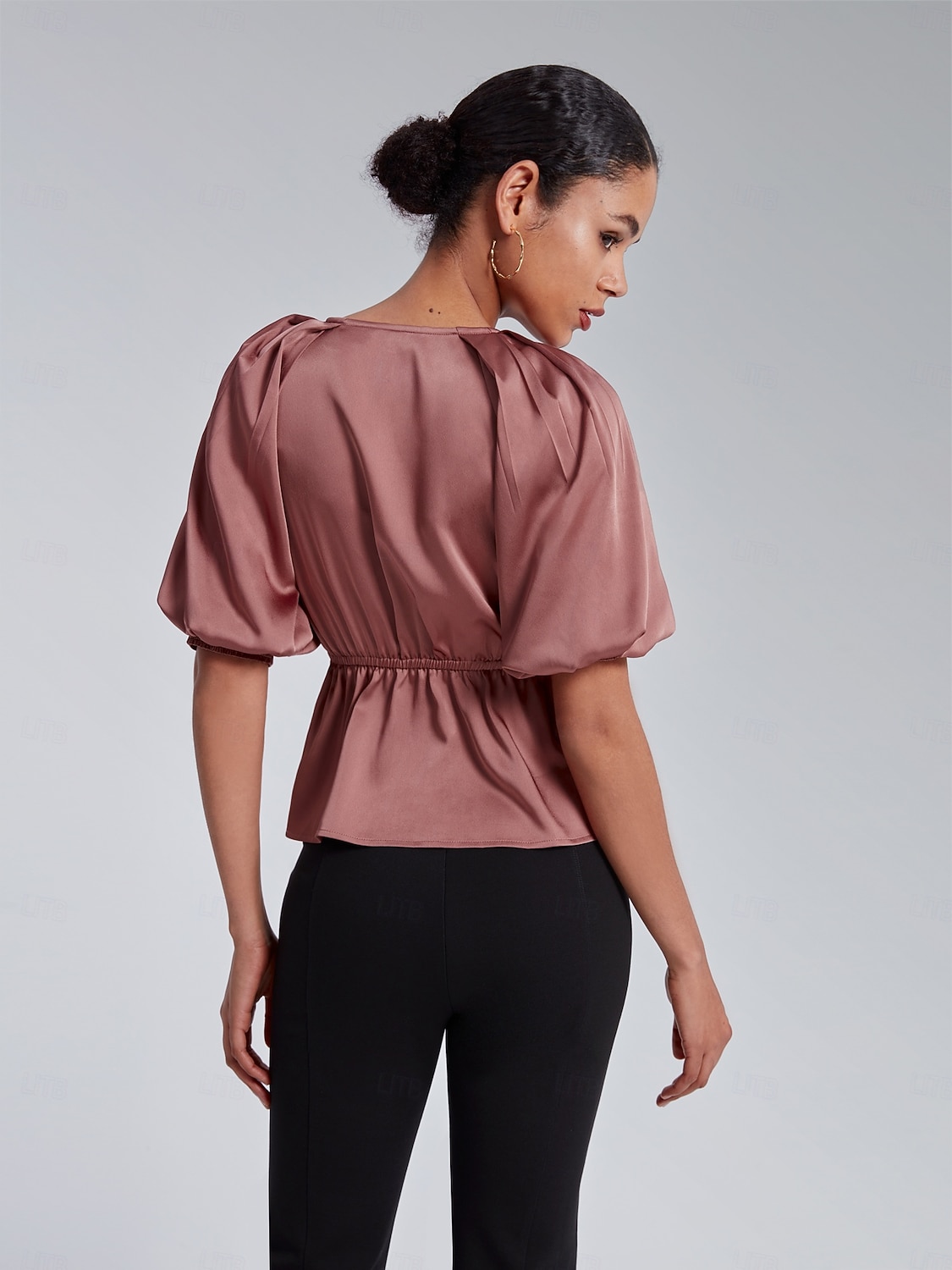 V-Neck Puff Sleeve Peplum Top 2025 - $52.99 –P2
