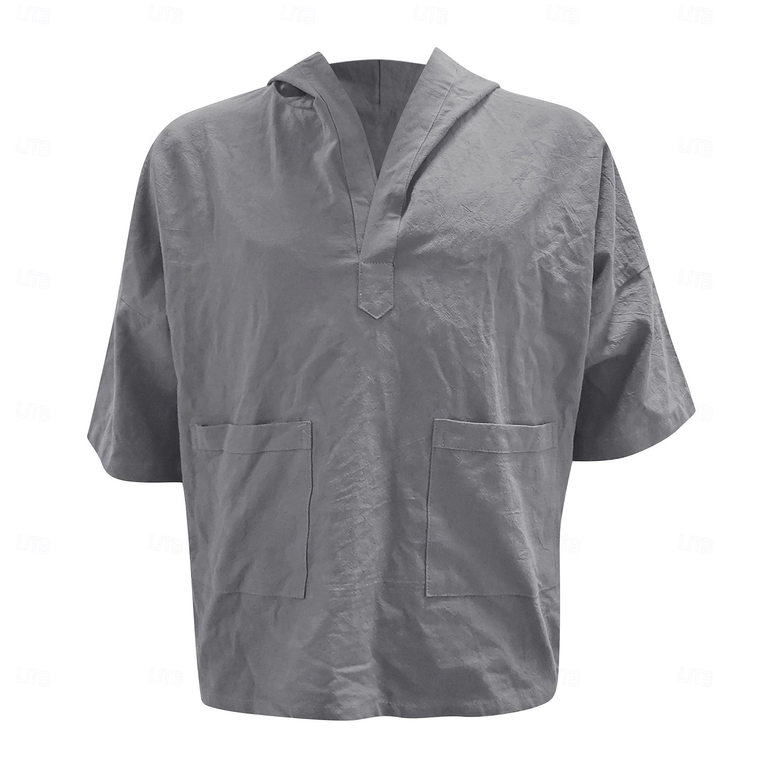 Men's Linen Set Shorts and T Shirt Set 2 Pieces Outfits Short Sleeve Hooded Summer Solid Color Beach Wear Casual 2 Piece Front Pocket Vacation Casual Black Pink White Top Tee for Men 2025 - $26.99 –P5
