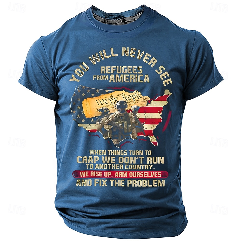4. Juli 2026 250. Gedenktag Herren Patriotischer Patriot 3D Druck Veteran Crew Neck Kurzarm T-Shirt Alltag Straße 2026 - $19.49 –P1