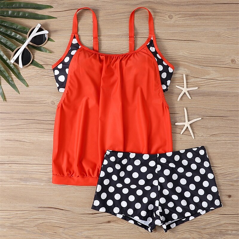Femme Tankini Maillot De Bain Deux Pièces Bretelles Croisées Maillots de Bain Tache Maillots de Bain Noir Rouge Respirable Séchage rapide Poids Léger Sans Manches - Natation Surf Plage Eté Printemps de 2025 ? $26.99 –P6