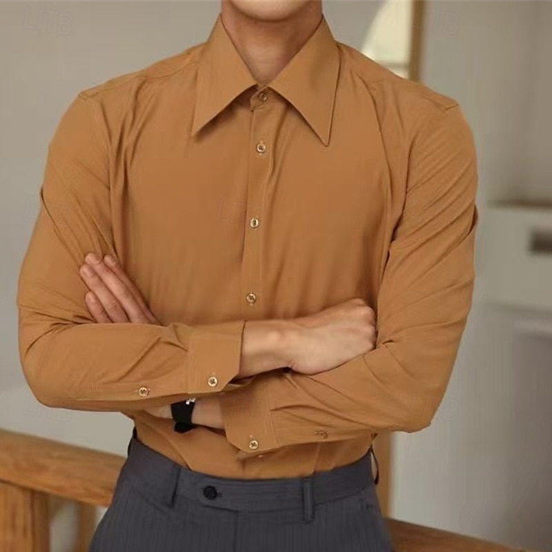 Ανδρικά Πουκάμισο Πουκάμισο με γιακά Spearpoint Επίσημο Πουκάμισο Μη σιδερένιο πουκάμισο Πουκάμισο με κουμπιά Σκέτο Causal Καθημερινά Θαλασσί Μαύρο Λευκό Πορτοκαλί Μακρυμάνικο Πέτο Άνοιξη & Χειμώνας 2026 - $47.99 –P6