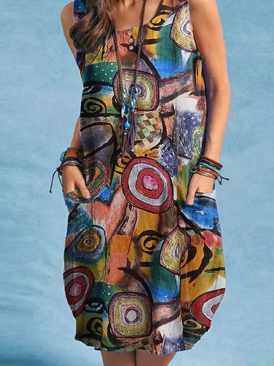 Pentru femei Rochie Lunga Rochie Maxi Rochie casual Rochie Boho cu maneca lunga Rochie Boho Stilat De Bază Casual Vacanță Zilnic Dată Potrivire Largă Grafic Fără manșon Stil Nautic Trifoi Var 2025 - $21.99 –P3