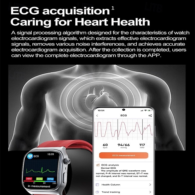 Luftpumpe Luftsekk Type Nøyaktig Blodtrykk Testing ECG elektrokardiogram Temperaturovervåking Pedometer Kompatibel Bluetooth anrop med Android iOS Kvinner Menn Lang Standby 2025 - $148.99 –P9