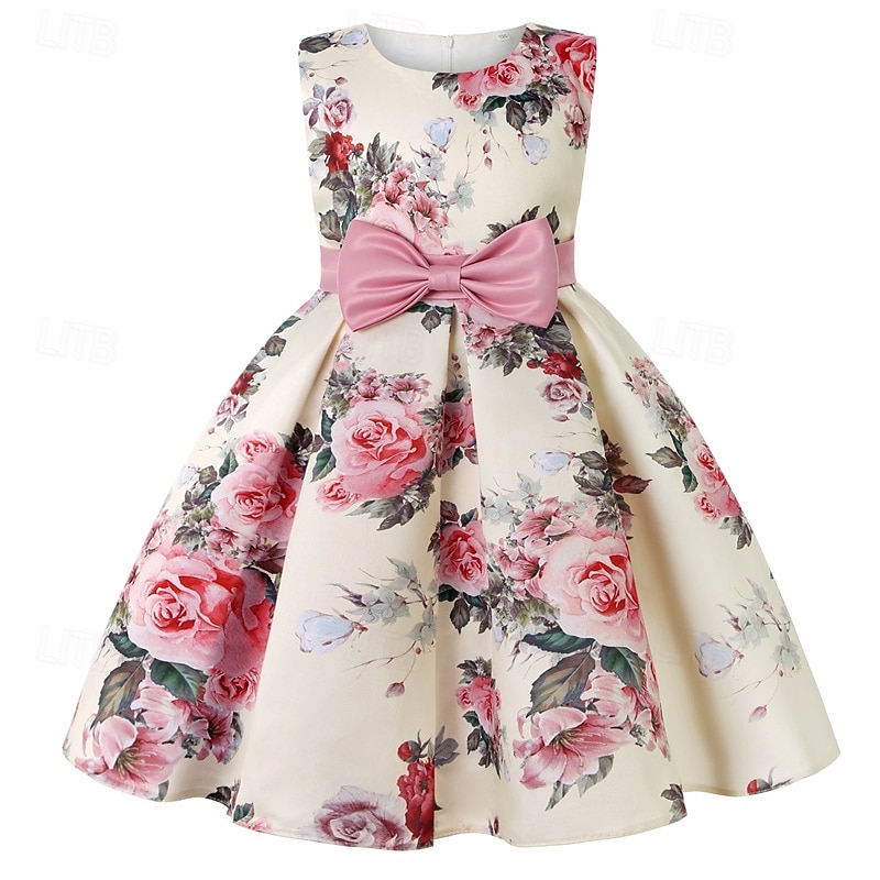 kinderkleidung Mädchen Party Kleid Blumen Ärmellos Leistung Geburtstag Krawattenknoten Schön Süß Baumwolle Knielang abendkleider Schaukelkleid A Linie Kleid Sommer 4 Jahre + Rosa Rote Rosenrot 2026 - $29.99 –P11