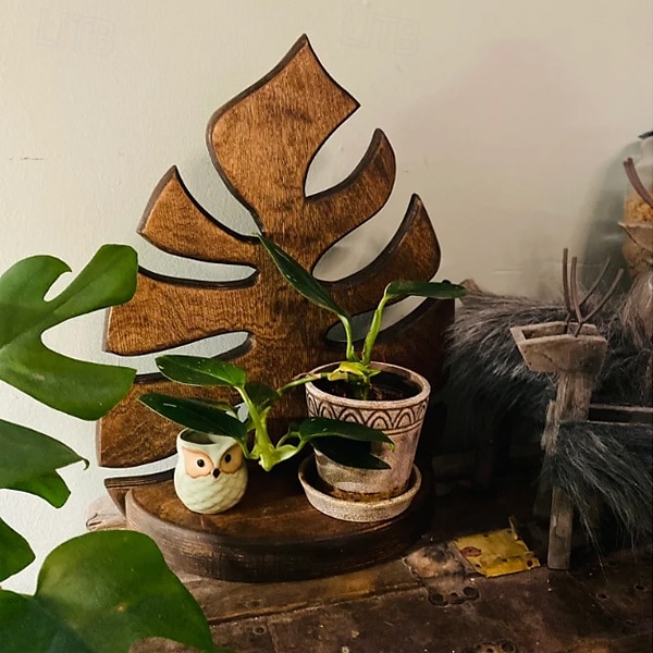 vegghylle, monstera-hylle, plantestativ, veggoppheng, veggkunst, plantedekor, hengende hylle, flytende hylle, veggdekor, valentinsgave 2025 - $23.99 –P4