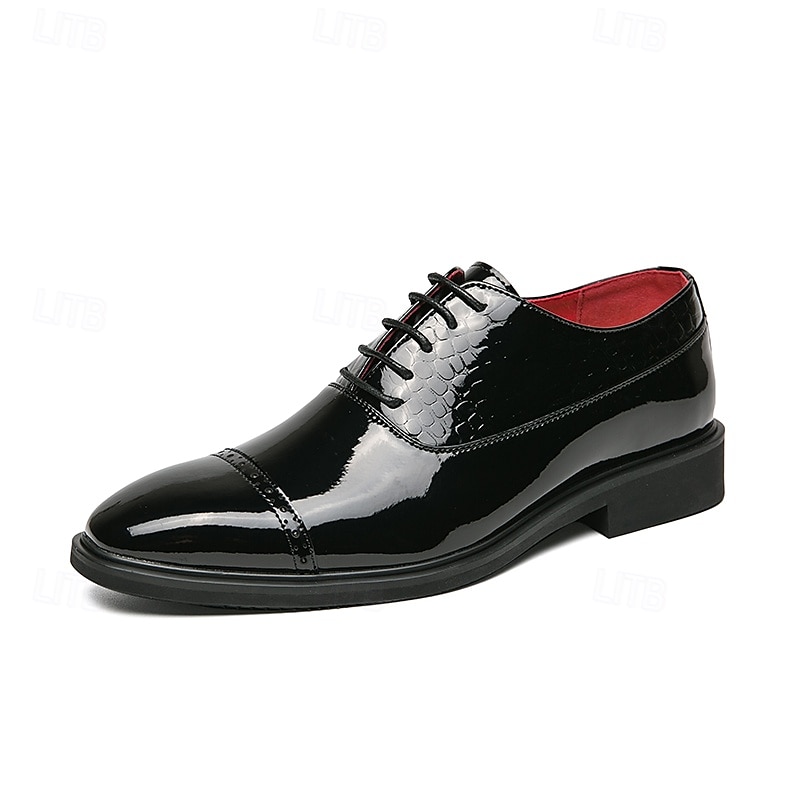 Men's Dress Shoes PU Leather Breathable Comfortable Slip Resistant Lace-up Black Gold Fall Winter 2025 - $46.99 –P2