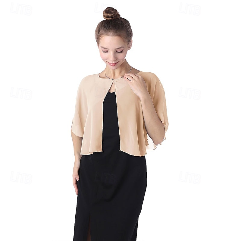 Baoqiya Capelets for women Chiffon Cape Soft Shawls and Wraps Wedding Capes 1920s flapper Cover Up 2025 - $18.49 –P5