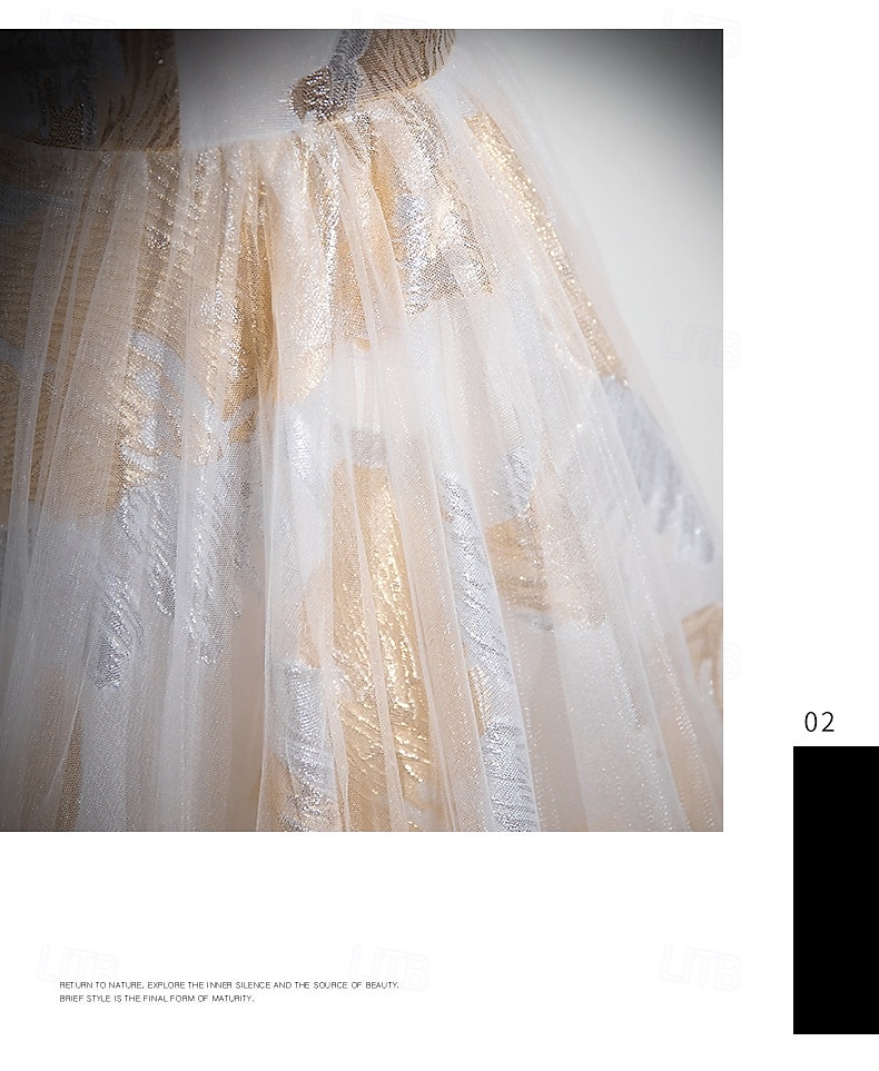 Floral Gold Ball Gown A-Line Prom Dresses Vintage Dress Formal Masquerade Floor Length Sleeveless Spaghetti Strap Tulle with Glitter Wedding Guest Dress 2025 - €106.19 –P4