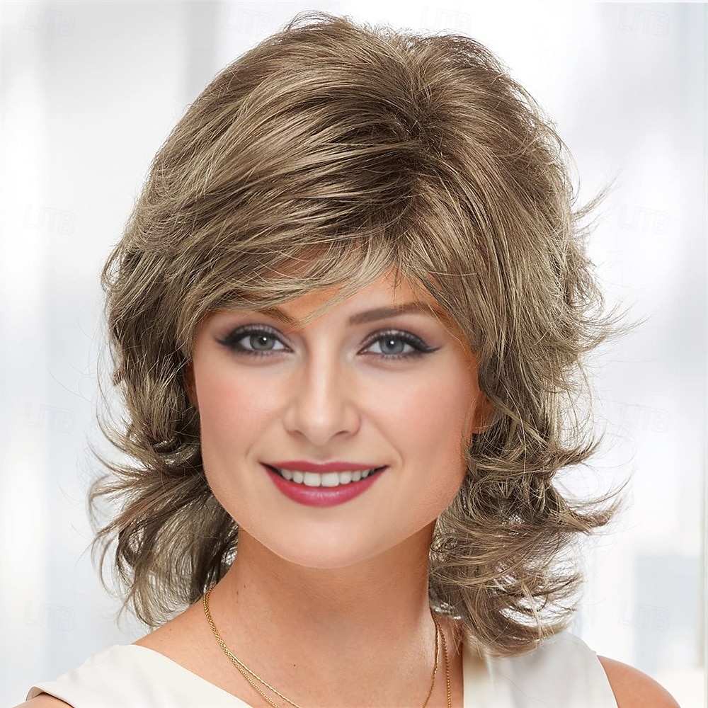Phoebe WhisperLite Wig Flirty Mid-Length Wig with Face-Framing Fringe and Soft Waves / Multi-Tonal Shades of Blonde Silver Brown and Red 2025 - GBP £16 –P4
