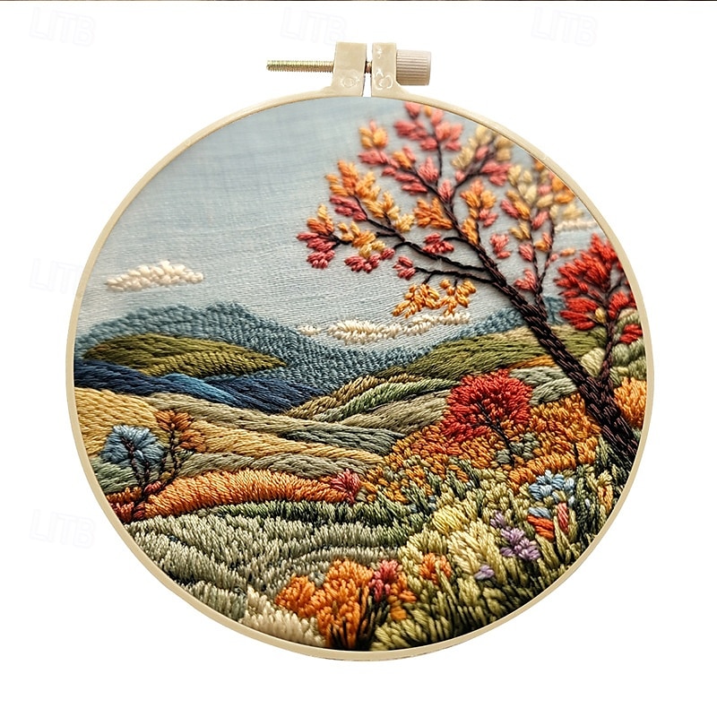 Embroidery Kit for Beginners,Cross Stitch Needlepoint Kits for Adults Starter Easy Snowy Mountain Pattern Fabric Hand Crafts,Hoops,Needle,Women DIY Hanging Plants,Sewing Hobby 2025 - $6.49 –P9