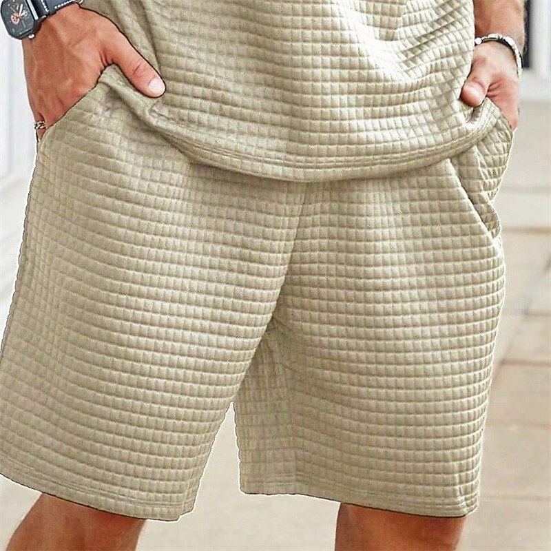 Herren Waffel-Shorts Sweatshorts Kurze Hose Shorts Kurze Hosen Sommer-Shorts Tasche Kordelzug Elastische Taille Glatt Komfort Kurz Sports Outdoor Täglich Ausgehen Modisch Brautkleider schlicht 2026 - $17.99 –P1