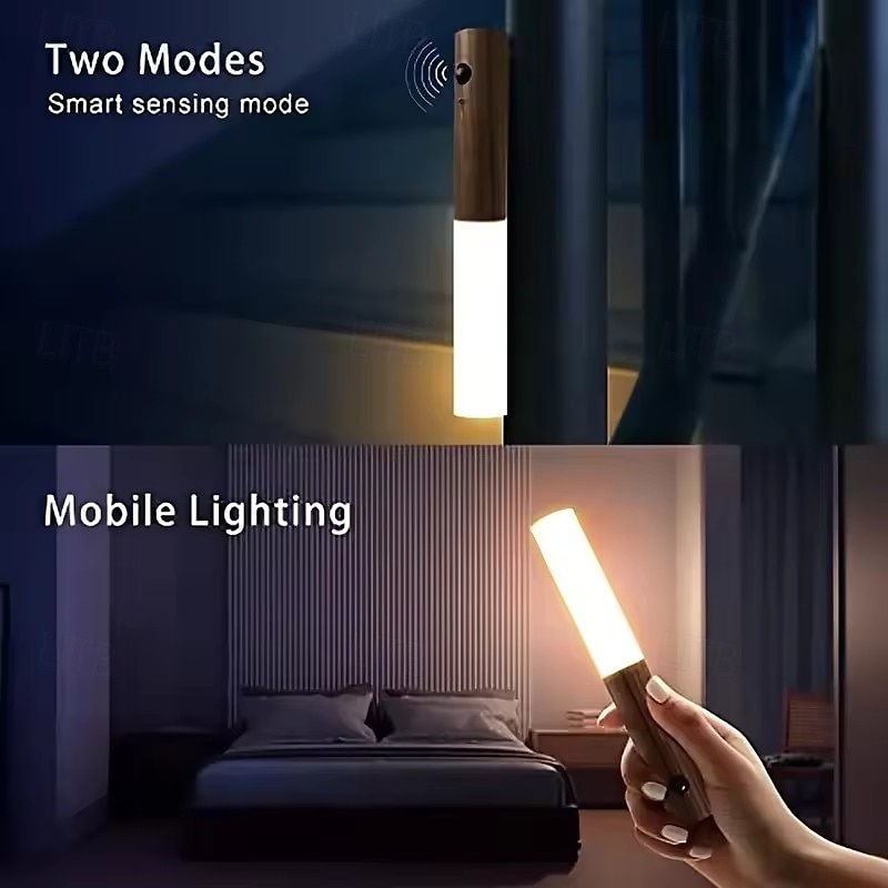 Motion Sensor LED Night Light - Magnetic Wall Lamp, USB Rechargeable ...