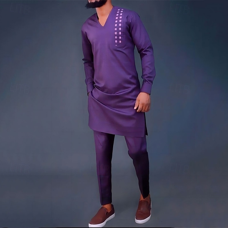Per uomo loungewear Camicia da notte Completi 1 set Liscio Moda Comoda Interni Giornaliero Poliestere Traspirante A V Manica lunga Primavera Autunno Viola del 2025 a $56.99 –P2