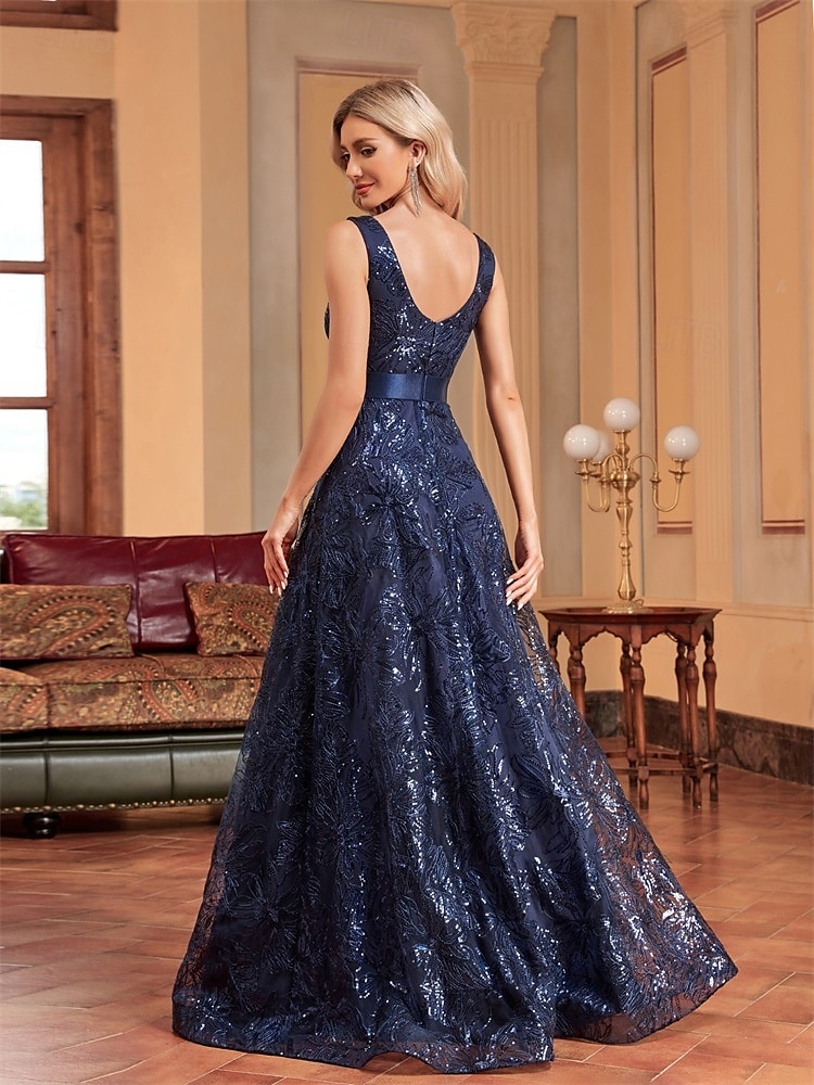 A-Line Prom Dresses Vintage Dress Formal Prom Floor Length Sleeveless  Spaghetti Strap Sequined with Glitter Sequin Embroidery 2026 - $121.99