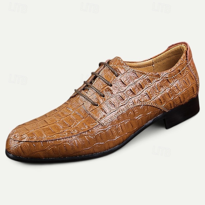 Per uomo Oxfords Motivo Coccodrillo Pelle PU Traspirante Confortevole Antiscivolo Allacciatura Marrone chiaro Nero Autunno Inverno del 2025 a $59.99 –P4