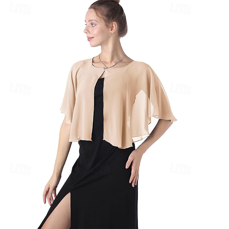 Baoqiya Capelets for women Chiffon Cape Soft Shawls and Wraps Wedding Capes 1920s flapper Cover Up 2025 - $18.49 –P1