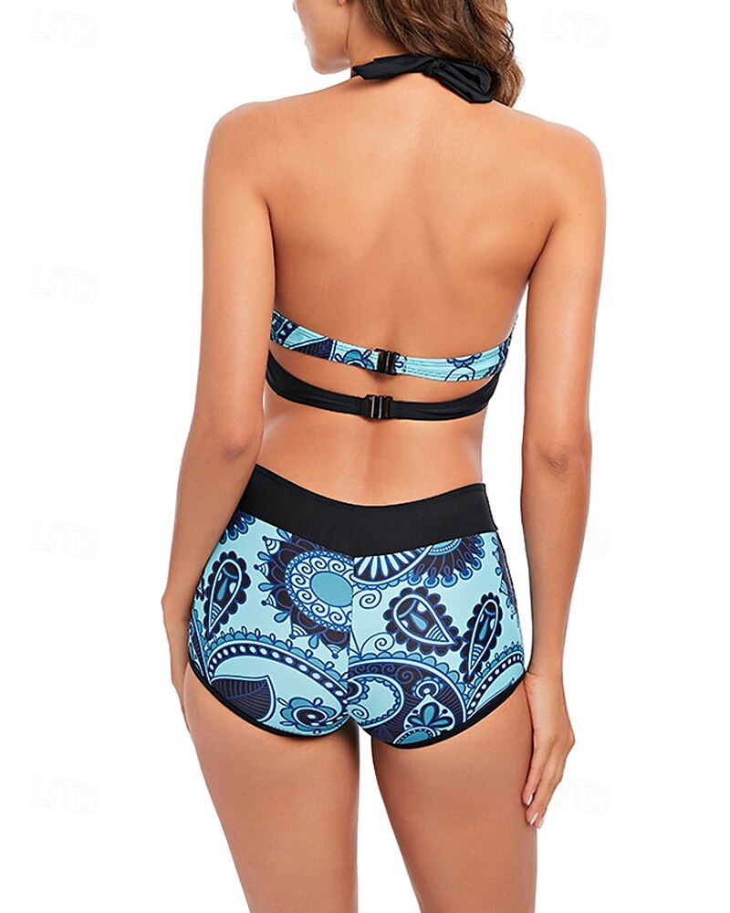 Femme Tankini Maillot De Bain Deux Pièces Dos Nu Col en V Maillots de Bain Maillots de Bain Bleu Vert Respirable Séchage rapide Poids Léger Sans Manches - Natation Surf Plage Eté Printemps de 2025 ? $16.79 –P5