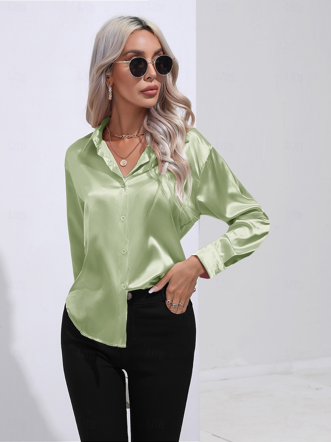 Women's Shirt Boho Shirt Dressy Tops Plain Casual Boho Long Sleeve Bishop Sleeve Shirt Collar Regular Tops Party Evening Wear Daily Evening Party Glitter Silver Black Yellow Red Royal Blue Summer 2025 - $25.99 –P9