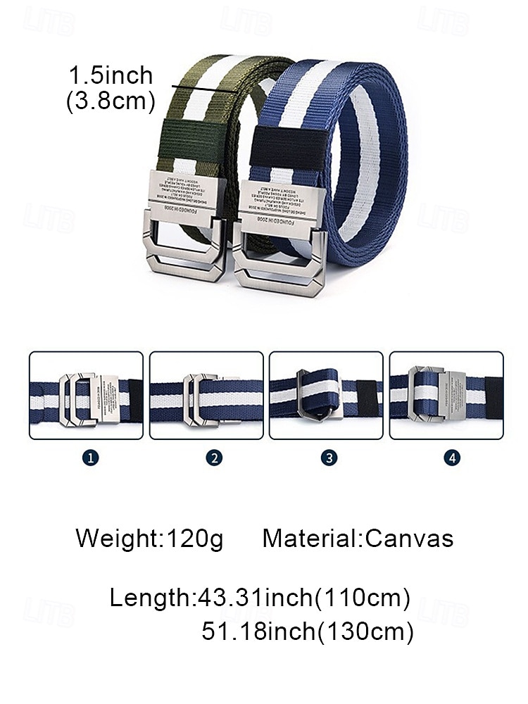 Adjustable Nylon Canvas Belt with Stripe Design and Metal Buckle, Durable Casual Belt for Men and Women, Perfect for Outdoor Activities, Sports and Everyday Wear 2026 - $11.99 –P5