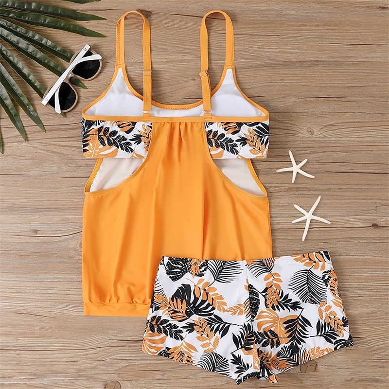 Dam Tankini Tvådelad baddräkt Brottarrygg Badkläder Blommig Badkläder Svart Blå Andningsfunktion Snabb tork Lättvikt Ärmlös - Simmning Surfing Strand Sommar Vår 2025 - $21.59 –P4