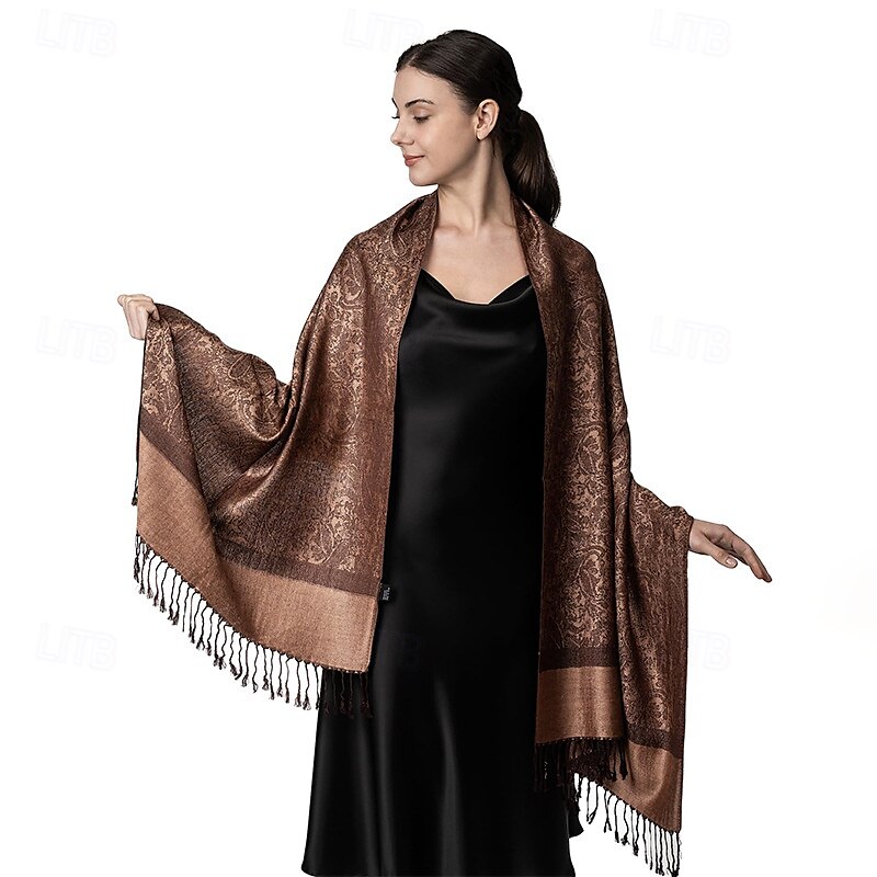 Écharpe châle pashmina en cachemire soyeux Vimate - Écharpe pashmina jacquard double face douce pour femme pour robe de soirée châle de voyage de 2025 ? $26.99 –P20