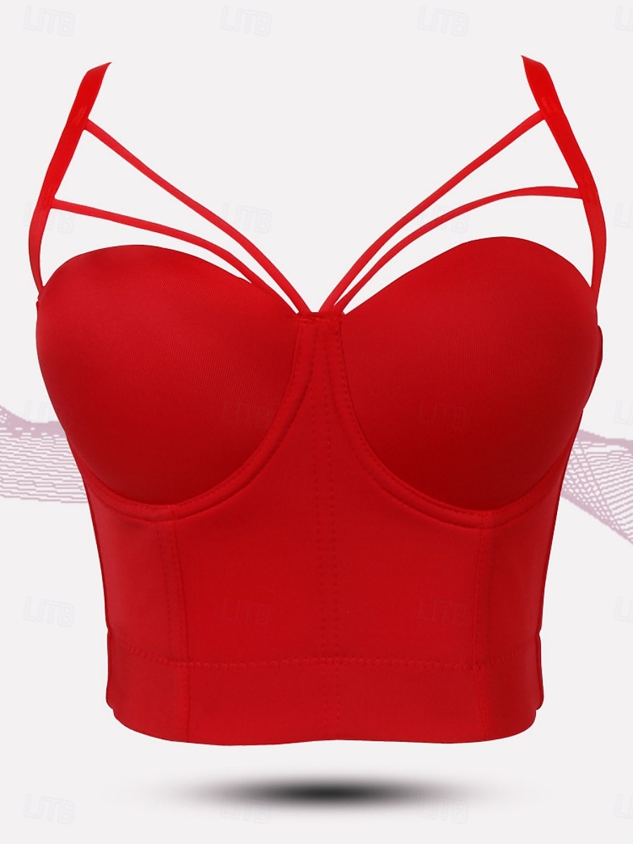 Women's Waist Cincher BacklessNightwearPOLY Date Club Bar Solid Colored Sexy Black White Red Summer 2025 - $17.99 –P10
