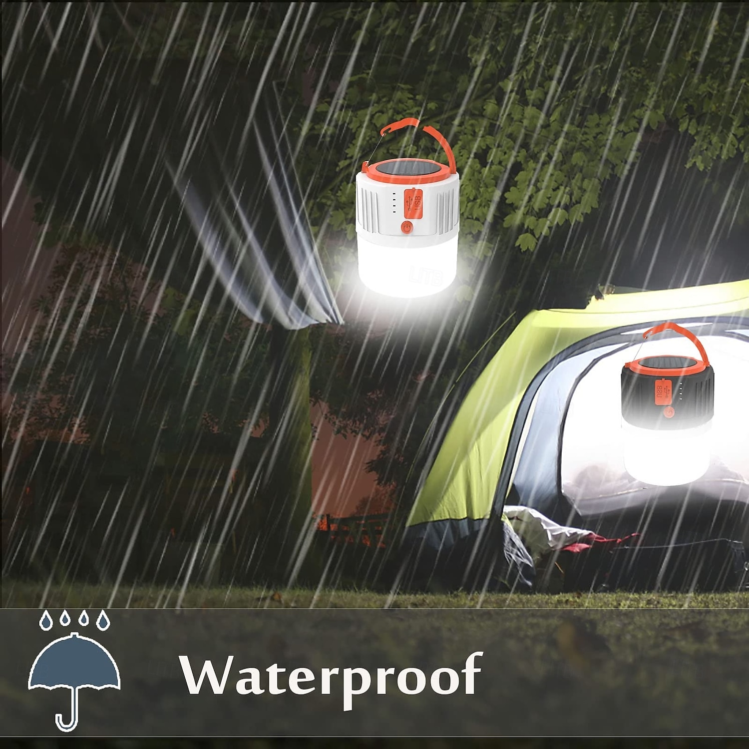 1 Pc Solar Usb charging portable emergency light, portable power bank, waterproof camping light, searchlight 2025 - $16.49 –P5