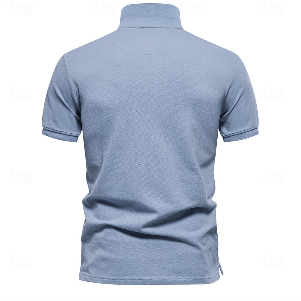 Bărbați Polo tricotat Polo de afaceri Oficial Muncă Răsfrânt Manșon scurt Geometric Nasturi Vară Negru Alb Albastru piscină Gri Polo tricotat 2026 - $26.99 –P6