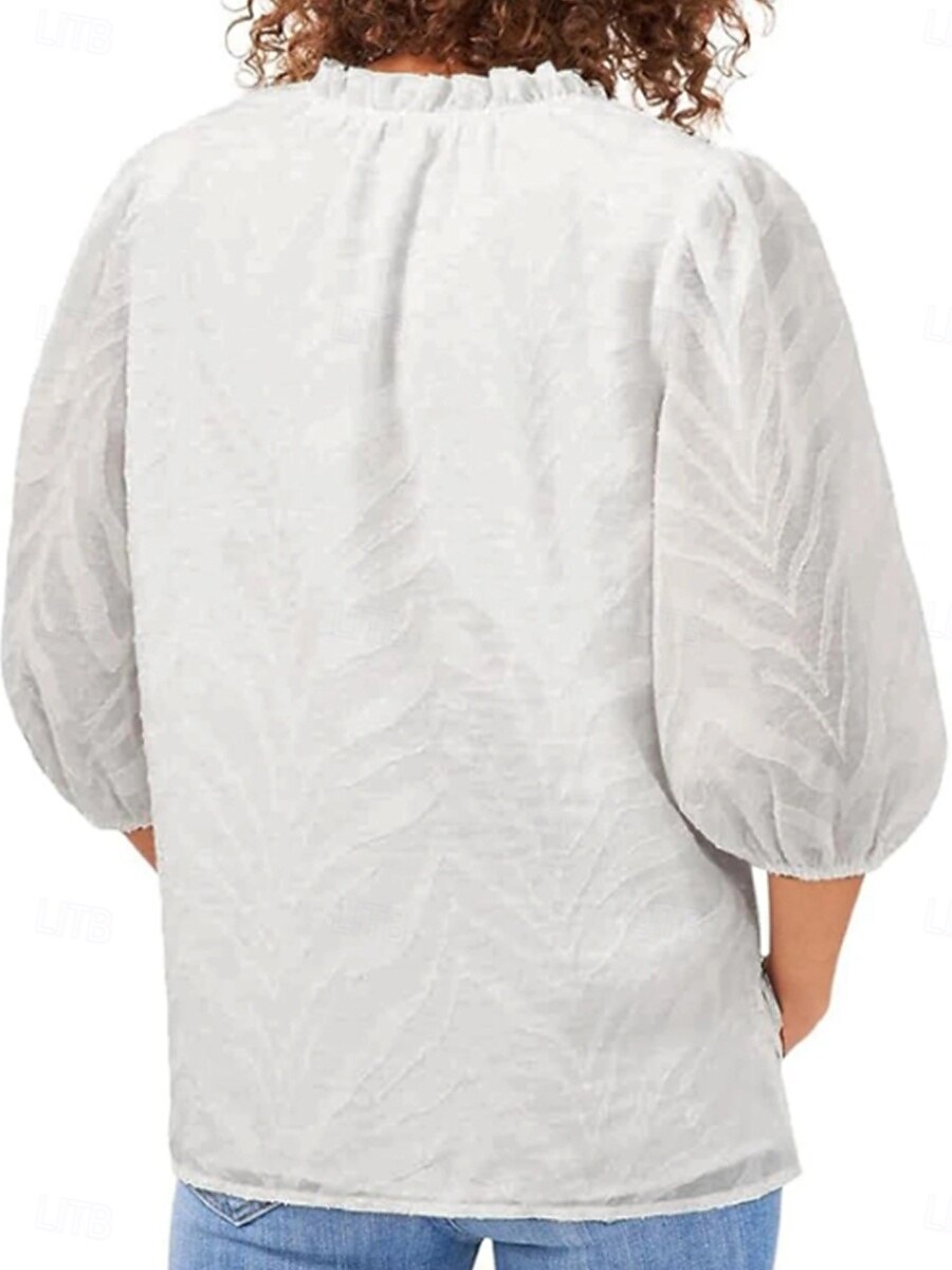 Per donna Camicia Blusa Liscio Moda Informale Manica lunga A V Top regolari Giornaliero Collage Bianco Primavera Autunno del 2025 a $28.99 –P3