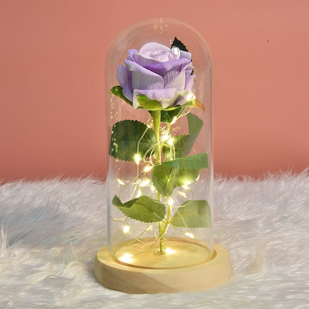Galaxy Rose Lamps Simulated Rose 24k Gold Foil Rose Glass Led Light Light Up Rose In Glass Gift for Valentine's Day 2025 - $31.99 –P6
