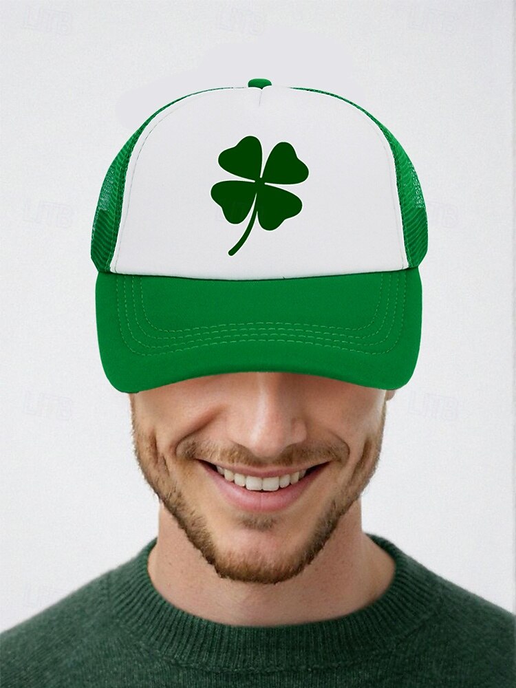 st. patrick's day lastebilhatter - kløver og morsomme slagorddesign for menn og kvinner, grønne og hvite justerbare capser for feriefester, parader og festlige feiringer 2025 - $9.99 –P2