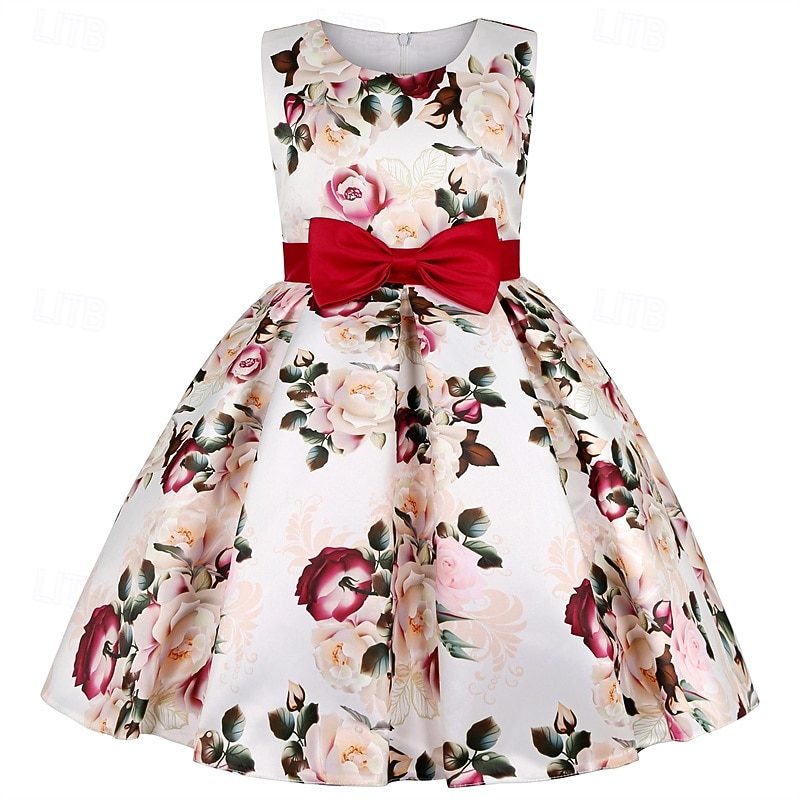 kinderkleidung Mädchen Party Kleid Blumen Ärmellos Leistung Geburtstag Krawattenknoten Schön Süß Baumwolle Knielang abendkleider Schaukelkleid A Linie Kleid Sommer 4 Jahre + Rosa Rote Rosenrot 2026 - $29.99 –P13