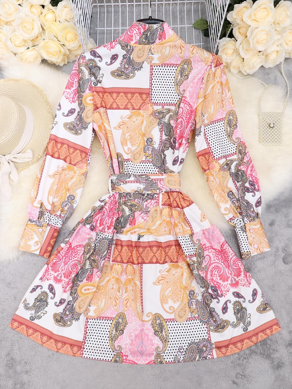 An Nou Pentru femei Mărime EU / US Rochie Mini Rochie Boho Rochie de primăvară Epocă Episcop Petrecere Dată Potrivire Formă Floral Manșon Lung Stil Nautic Galben Primăvară 2025 - $23.99 –P2