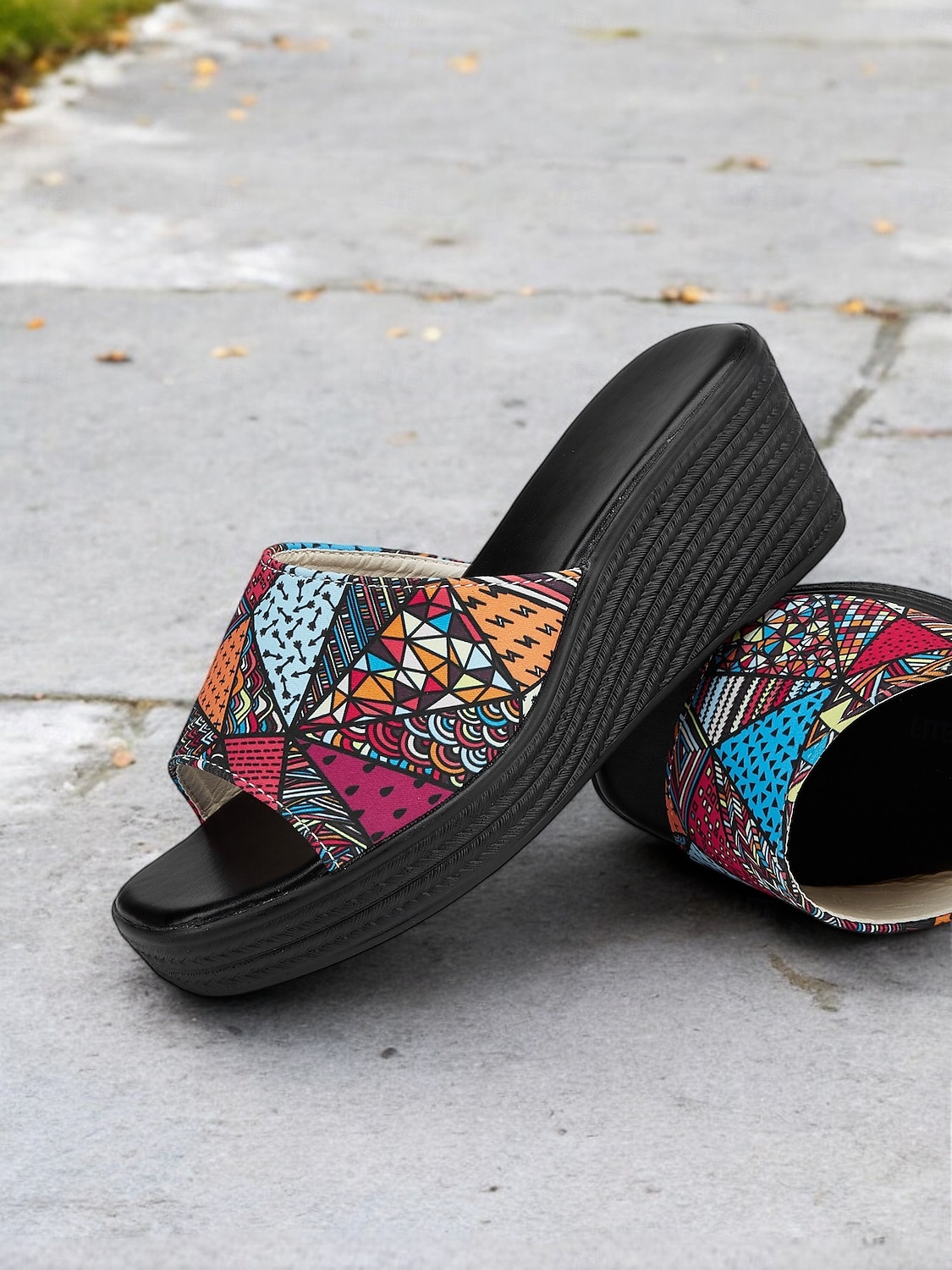 színes, felbújós női ékszandál etnikai mintával – kényelmes platform dizájn nyári, tengerparti és hétköznapi viselethez 2026 - $24.99 –P3