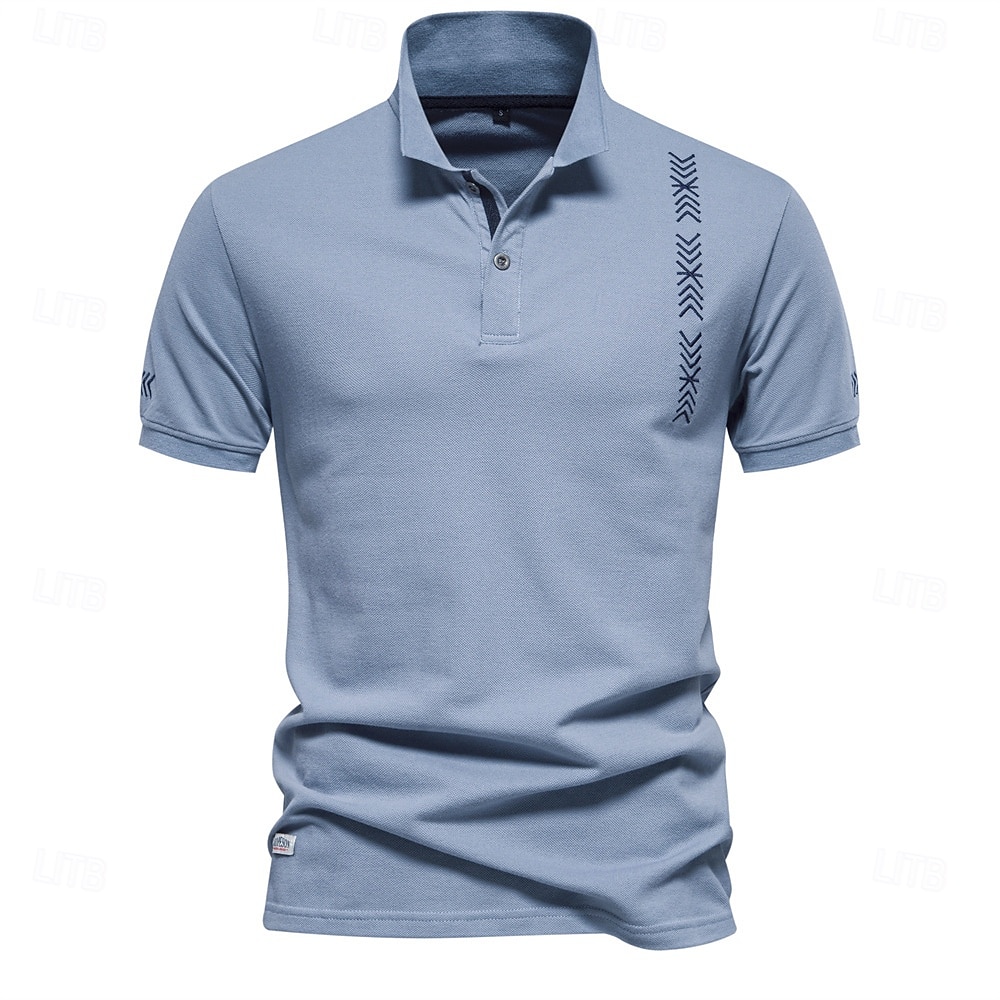 Bărbați Polo tricotat Polo de afaceri Oficial Muncă Răsfrânt Manșon scurt Geometric Nasturi Vară Negru Alb Albastru piscină Gri Polo tricotat 2026 - $26.99 –P5