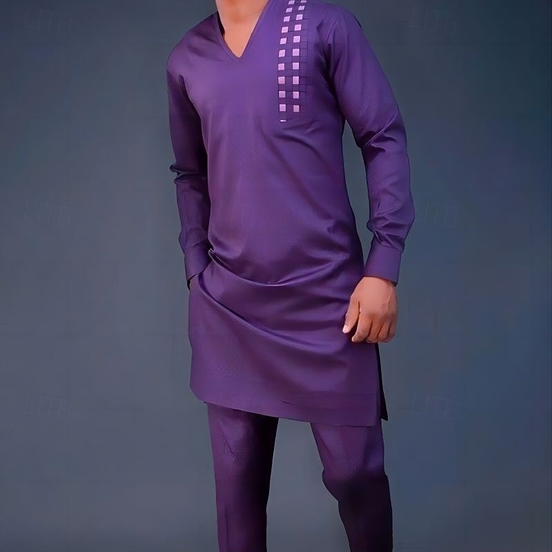 Per uomo loungewear Camicia da notte Completi 1 set Liscio Moda Comoda Interni Giornaliero Poliestere Traspirante A V Manica lunga Primavera Autunno Viola del 2025 a $56.99 –P1