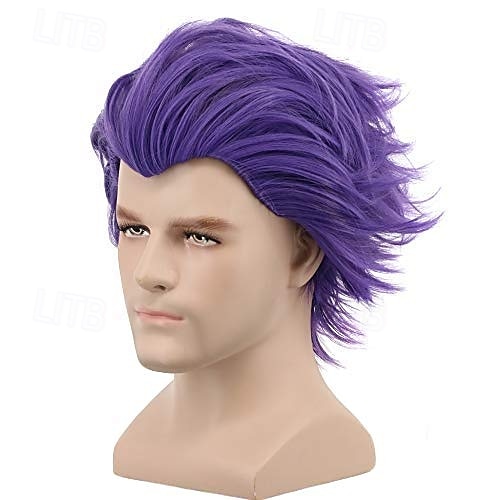 Short Purple Wig Men Party Wig Anime Cosplay Costume Wig Heat Resistant Synthetic Fibers Wig Soft Durable Breathable Wig 2025 - $20.99 –P1